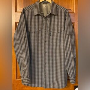 Columbia Sportswear Omni-Shade Gray Plaid Stripe Long Sleeve Camp Shirt Size XL